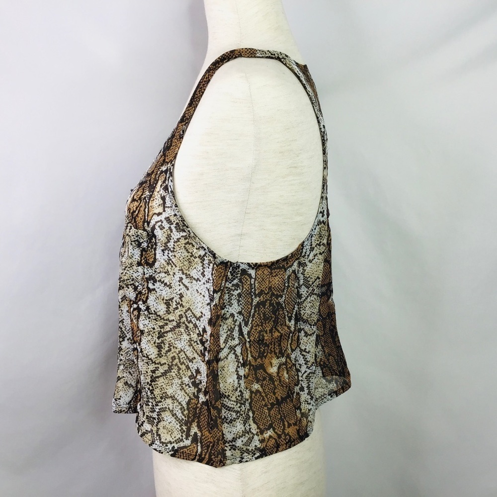 Nwot Timing Tank Top Size Small Crop Snakeskin Animal Print Black Brown - Picture 3 of 10